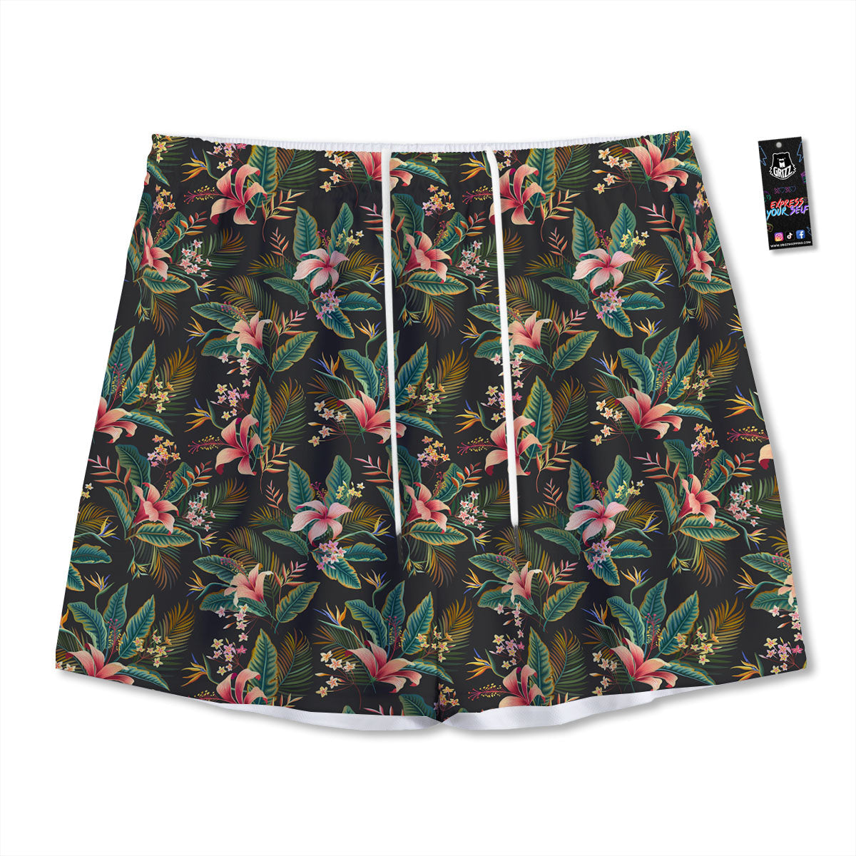 Floral Hawaiian Print Pattern Mesh Shorts