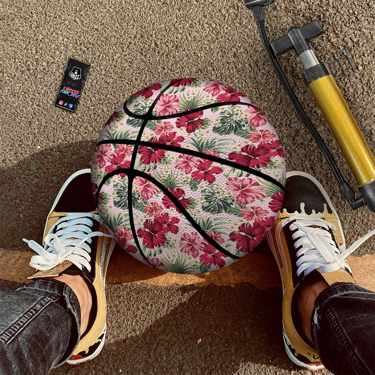 Floral Hibiscus Flower Print Pattern Basketball-grizzshop