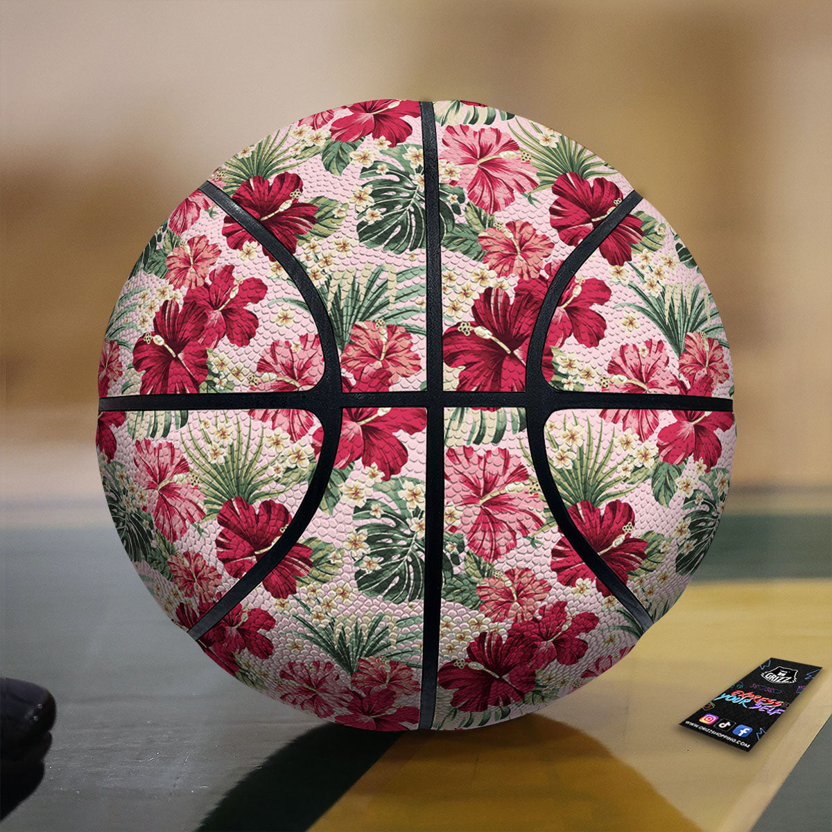 Floral Hibiscus Flower Print Pattern Basketball-grizzshop