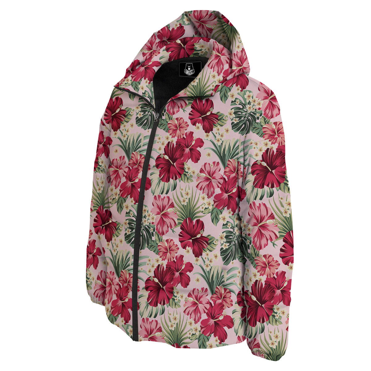 Floral Hibiscus Flower Print Pattern Down Jacket-grizzshop
