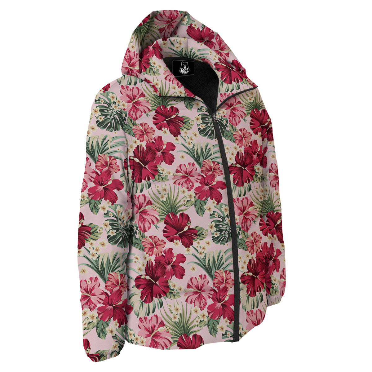 Floral Hibiscus Flower Print Pattern Down Jacket-grizzshop