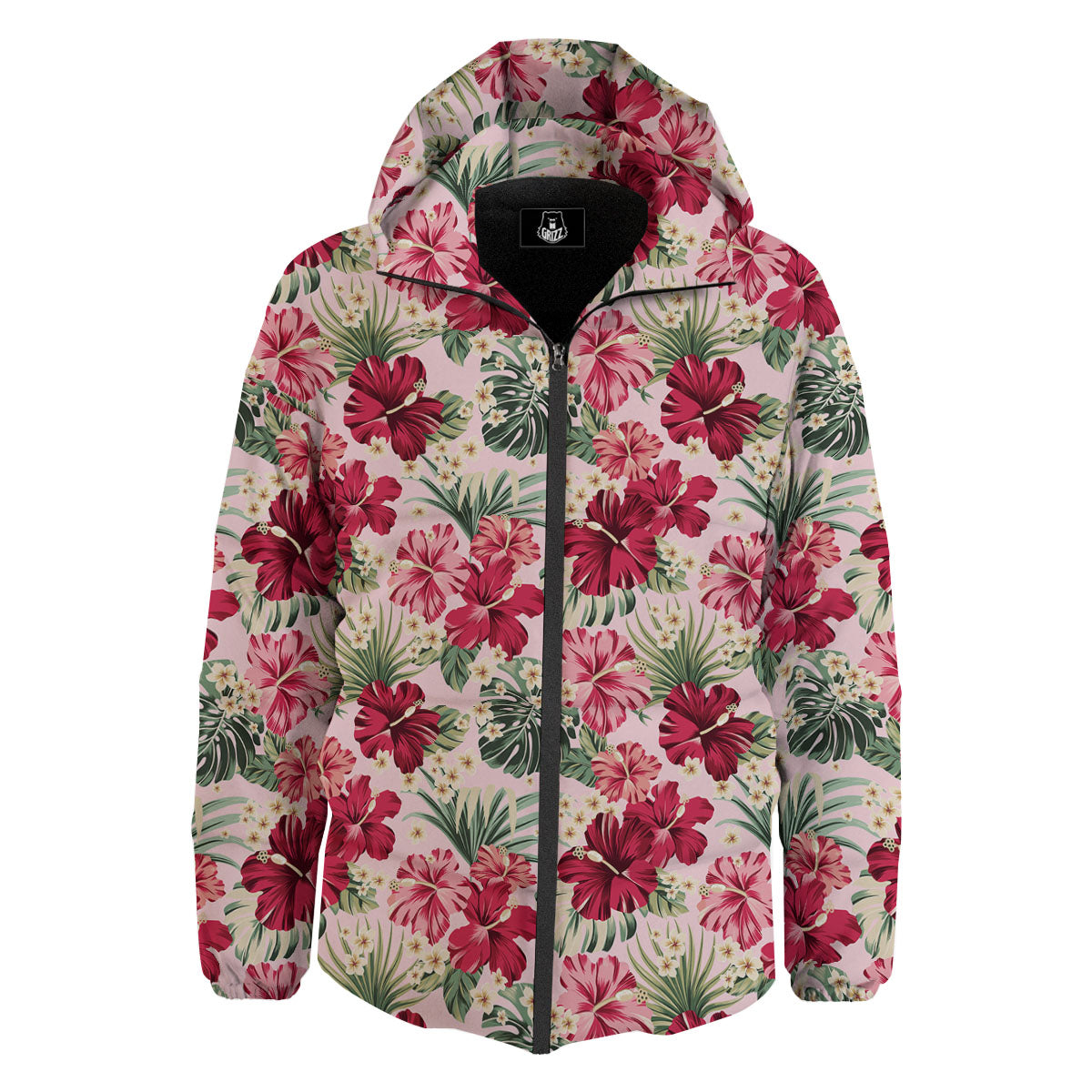 Floral Hibiscus Flower Print Pattern Down Jacket-grizzshop
