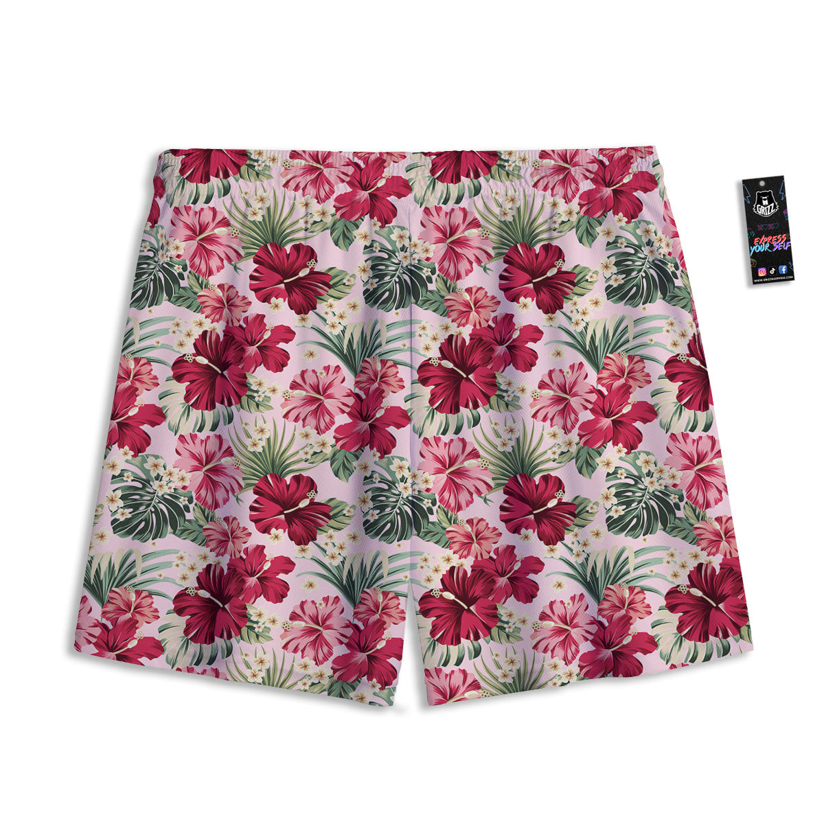 Floral Hibiscus Flower Print Pattern Mesh Shorts