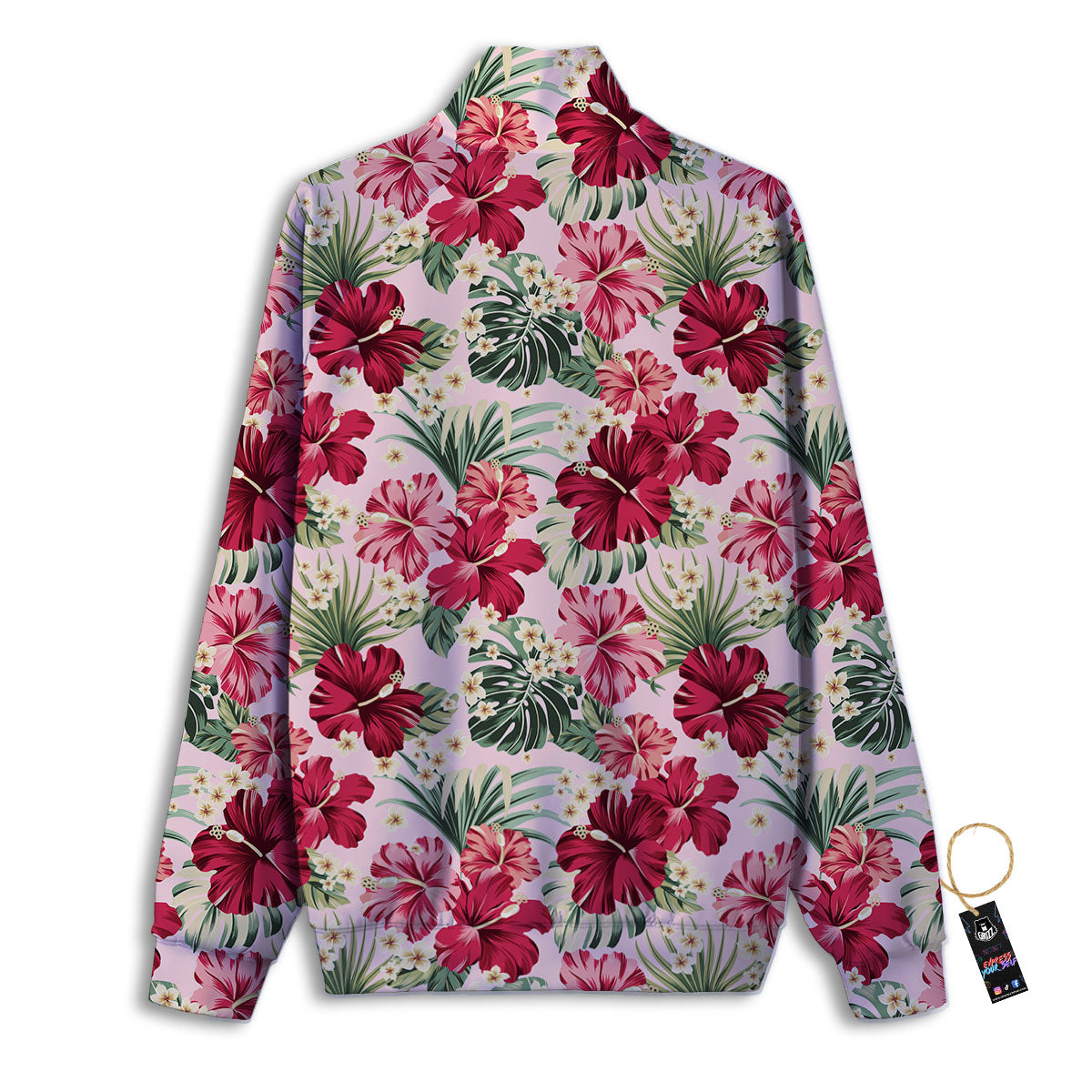 Floral Hibiscus Flower Print Pattern Track Jacket-grizzshop
