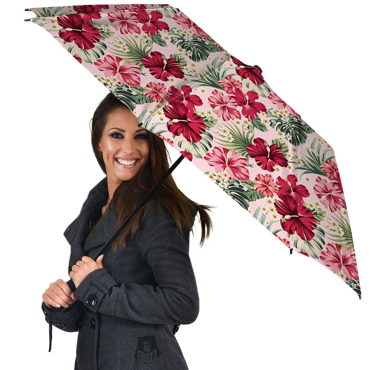 Floral Hibiscus Flower Print Pattern Umbrella-grizzshop