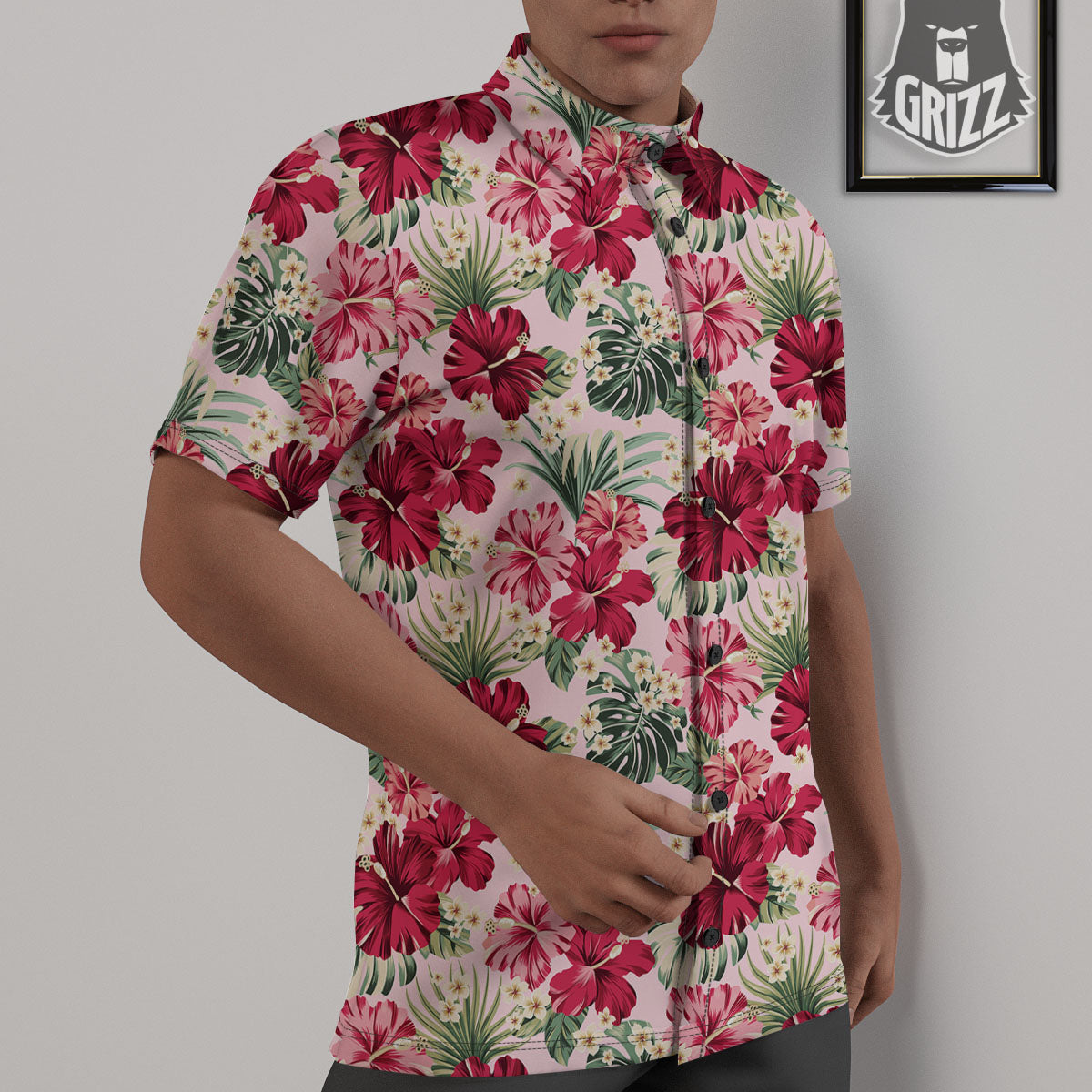 Floral Hibiscus Flower Print Pattern Untucked Shirts-grizzshop