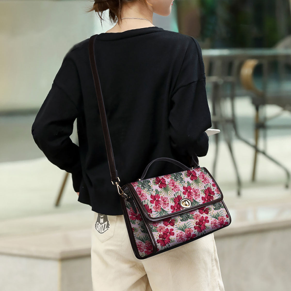 Floral Hibiscus Flower Print Pattern Women's Satchel Bag-grizzshop