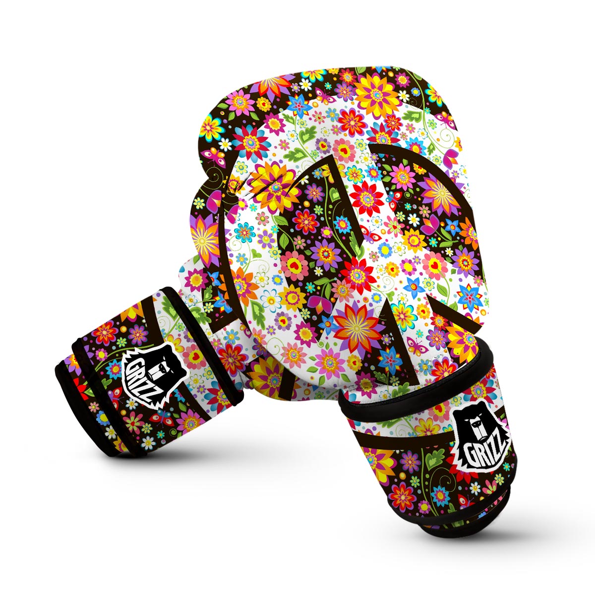 Floral Hippie Sign Boxing Gloves-grizzshop