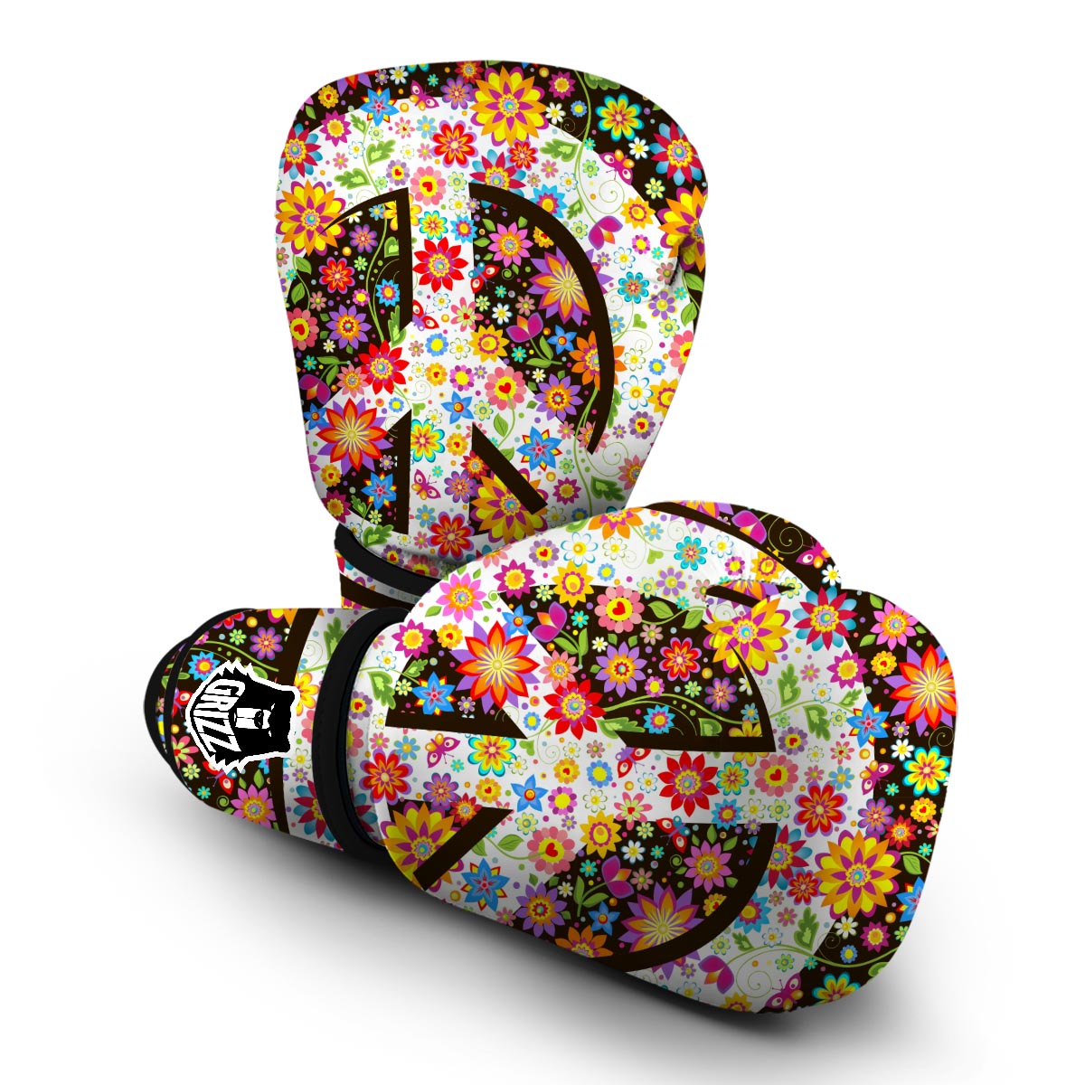 Floral Hippie Sign Boxing Gloves-grizzshop