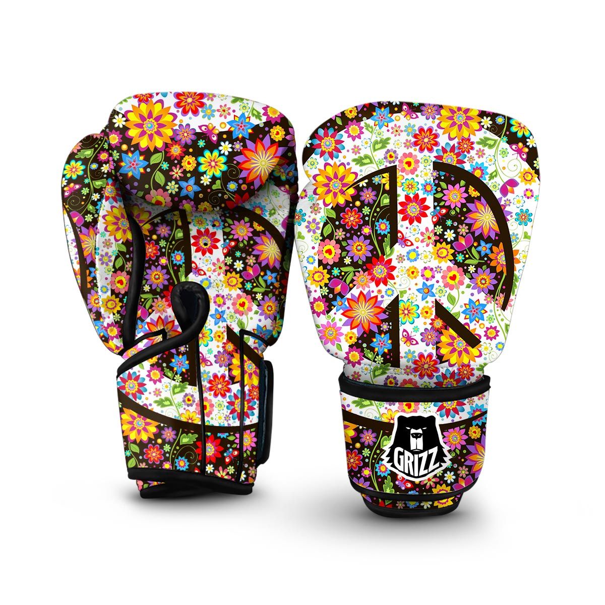 Floral Hippie Sign Boxing Gloves-grizzshop