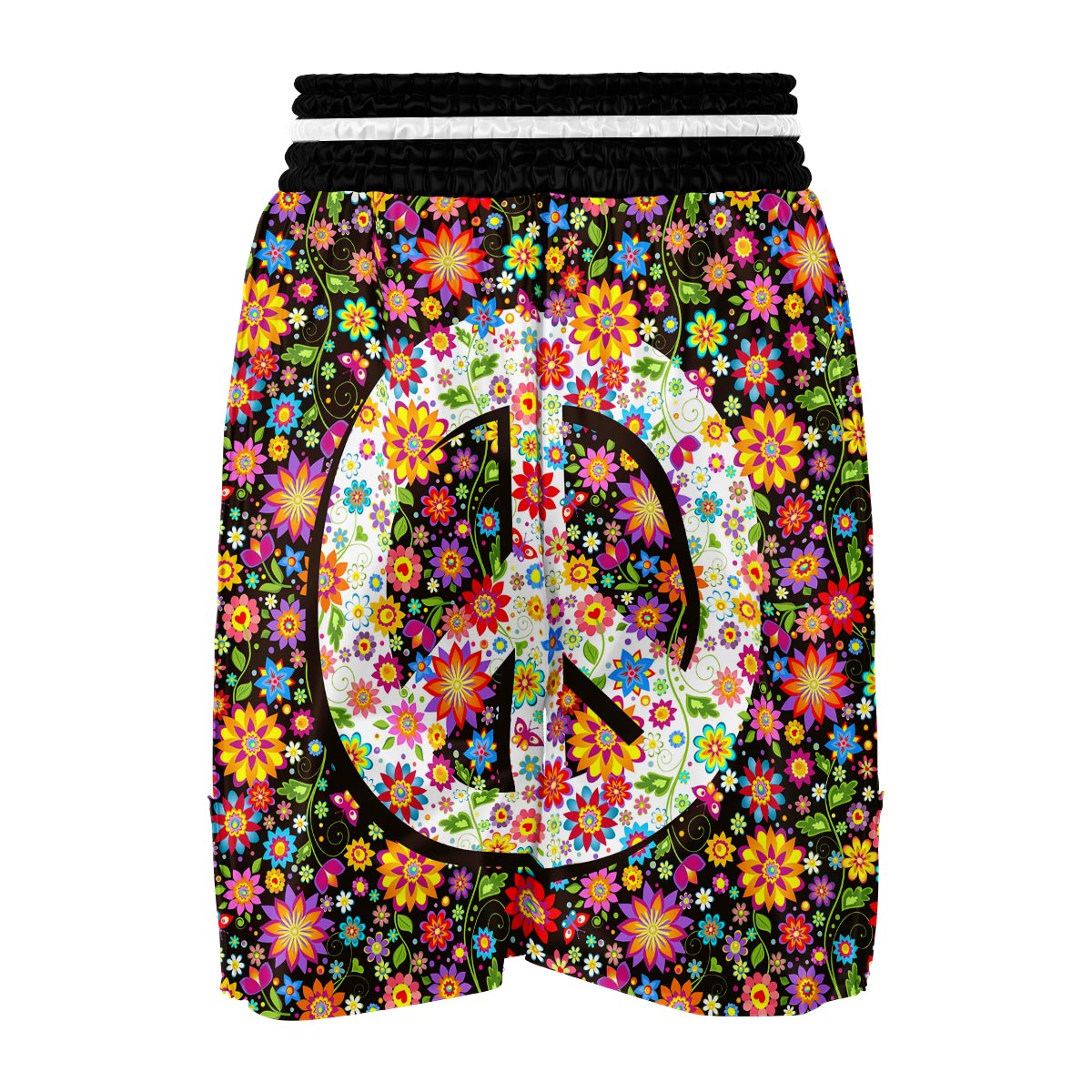 Floral Hippie Sign Boxing Shorts-grizzshop
