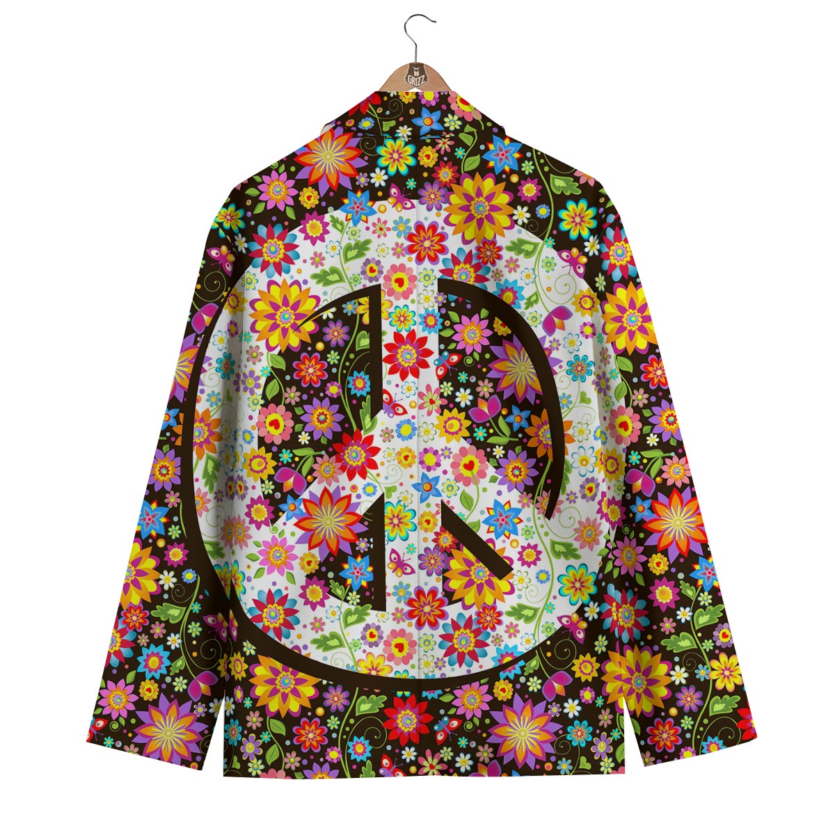 Floral Hippie Sign Men's Blazer-grizzshop