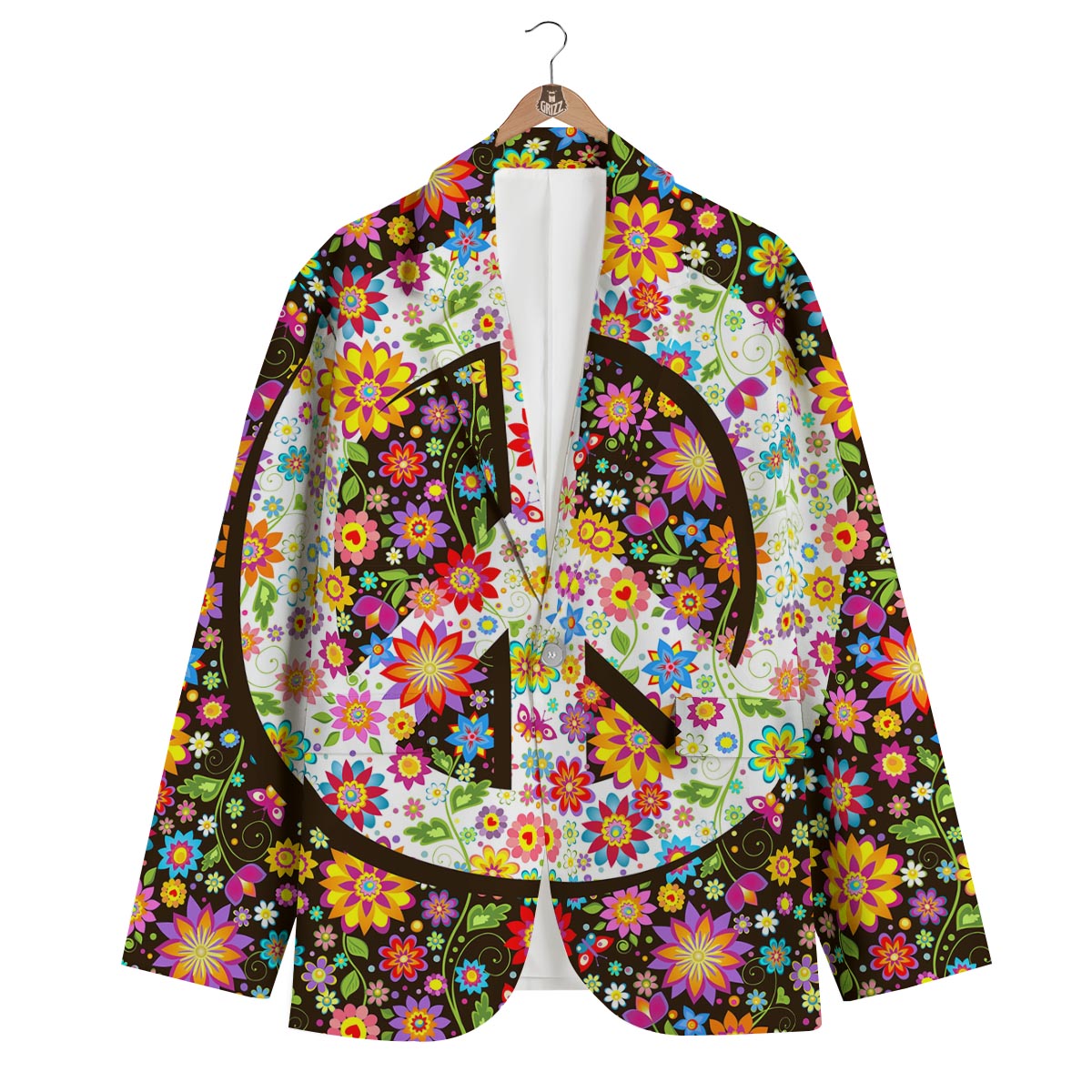 Floral Hippie Sign Men's Blazer-grizzshop