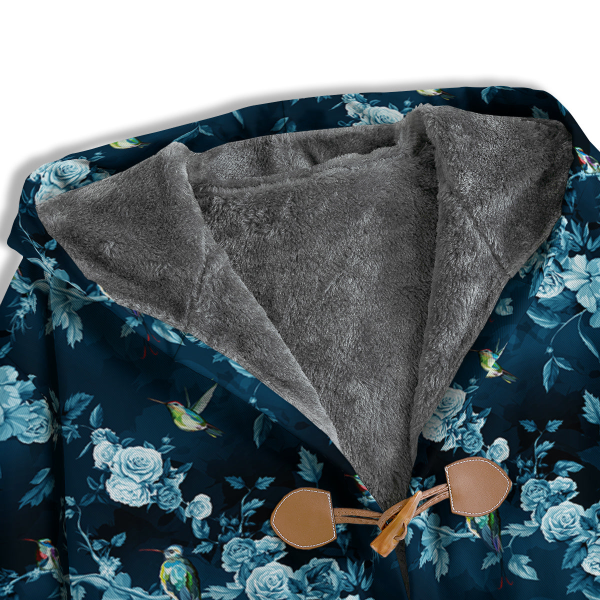 Floral Hummingbird Dark Blue Print Men's Windbreaker Jacket-grizzshop