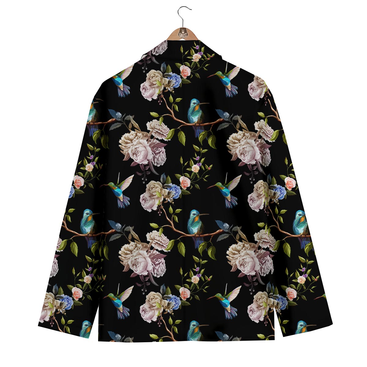 Floral Hummingbird Men's Blazer-grizzshop