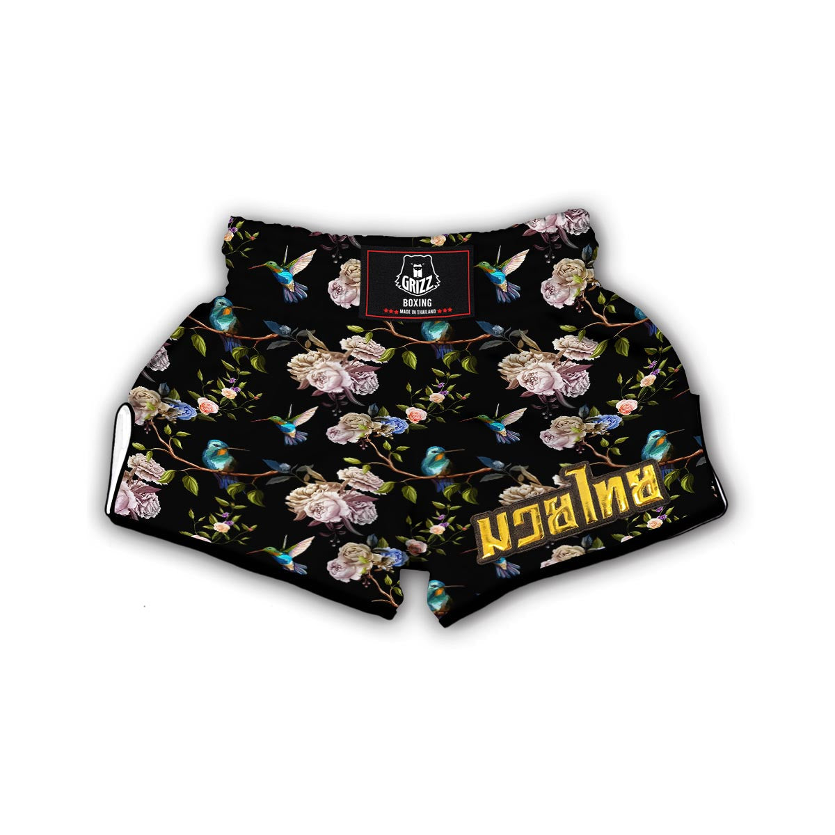 Floral Hummingbird Muay Thai Boxing Shorts-grizzshop