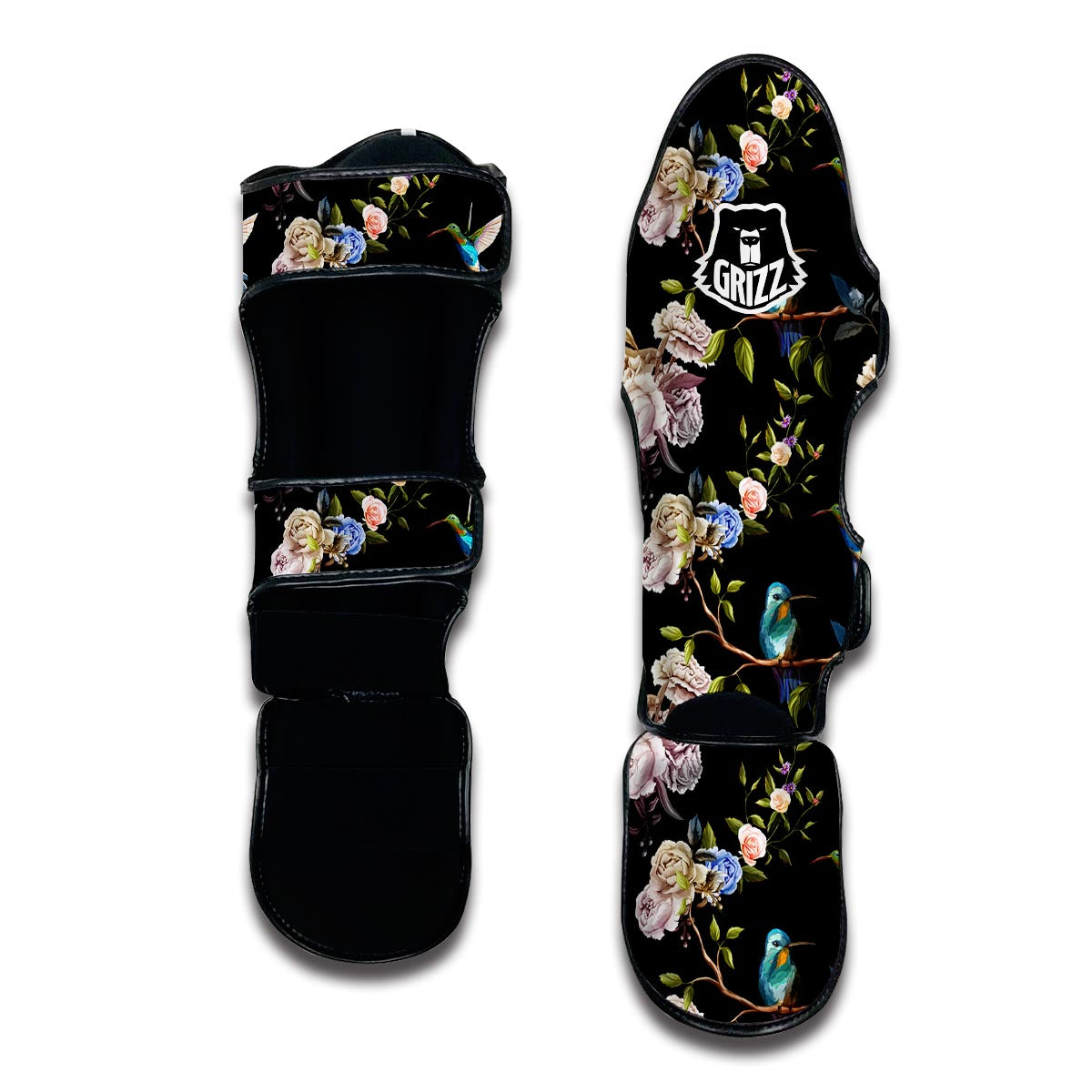 Floral Hummingbird Muay Thai Shin Guards-grizzshop