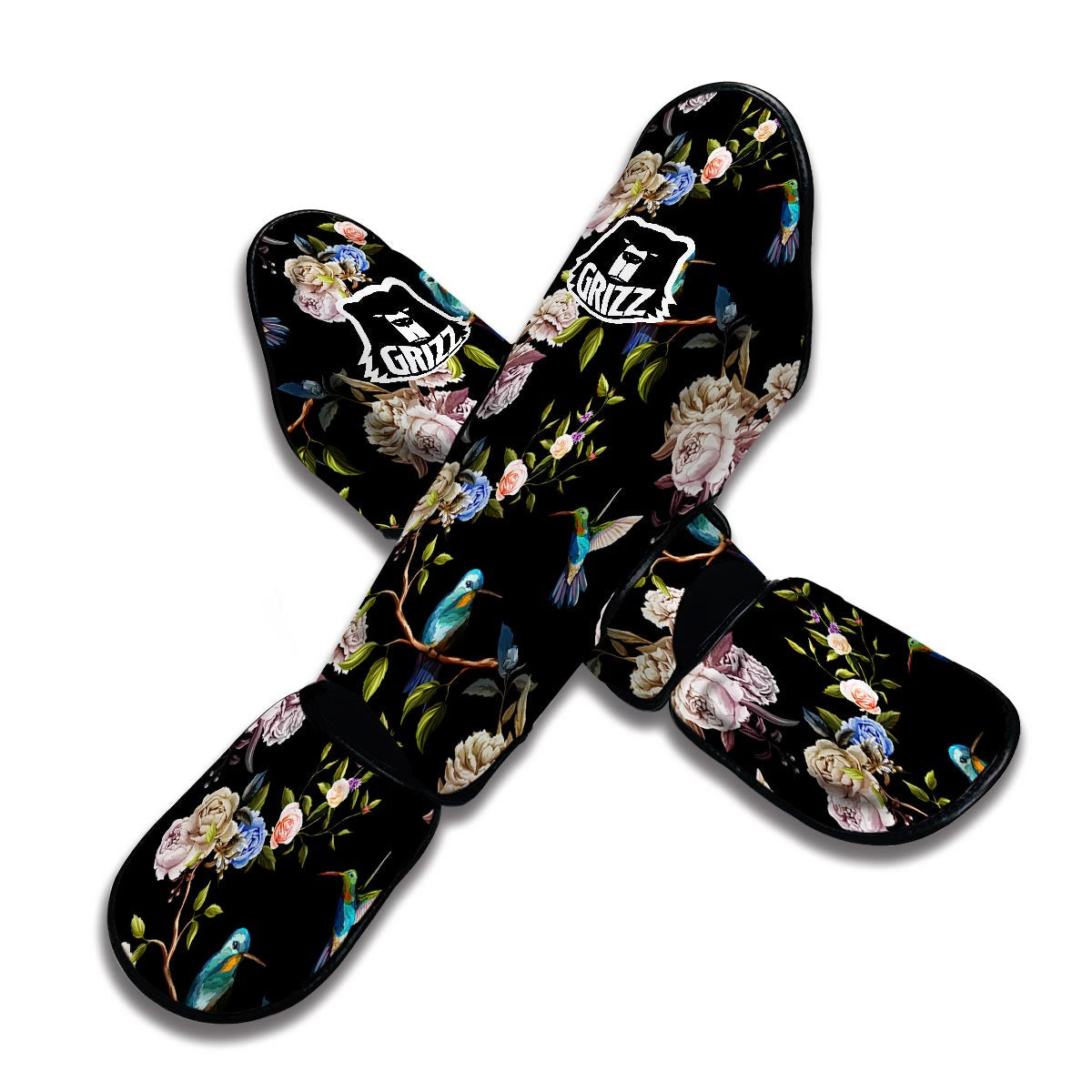 Floral Hummingbird Muay Thai Shin Guards-grizzshop