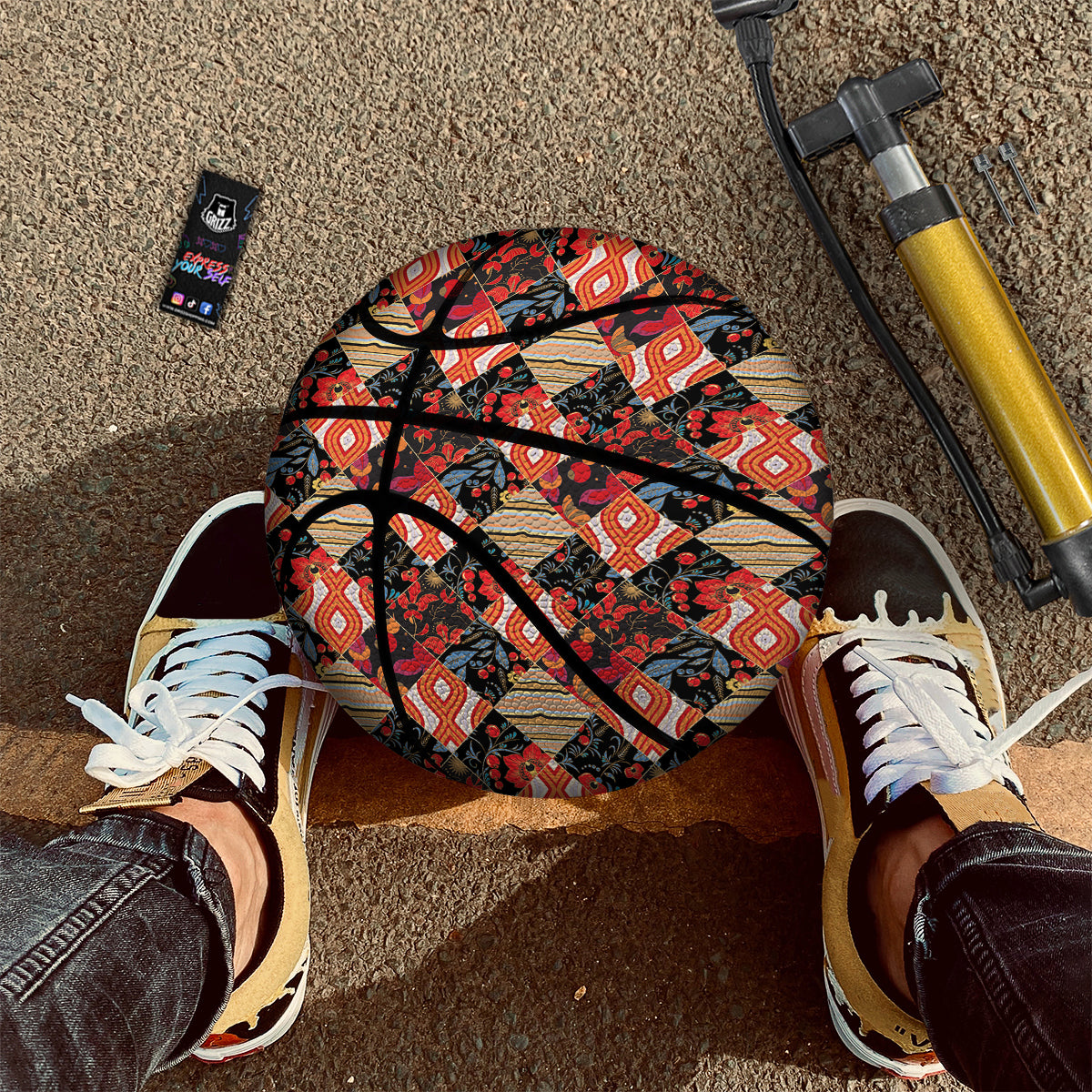Floral Indian Patchwork Print Pattern Basketball-grizzshop