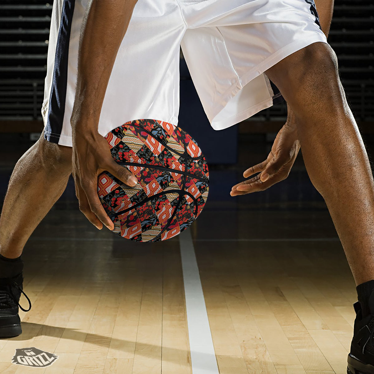Floral Indian Patchwork Print Pattern Basketball-grizzshop