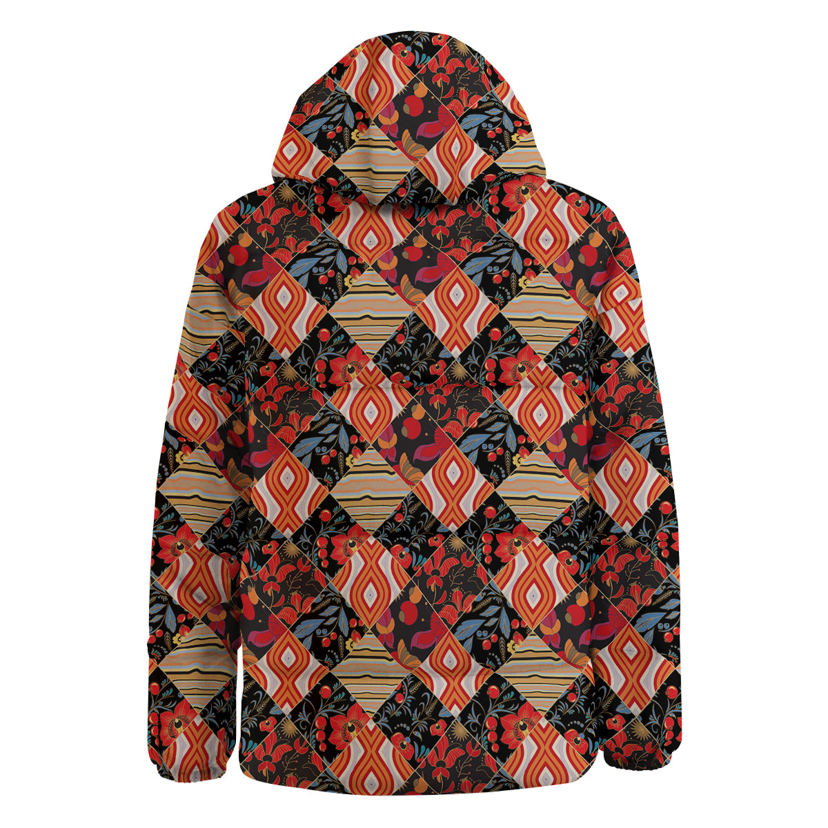 Floral Indian Patchwork Print Pattern Down Jacket-grizzshop