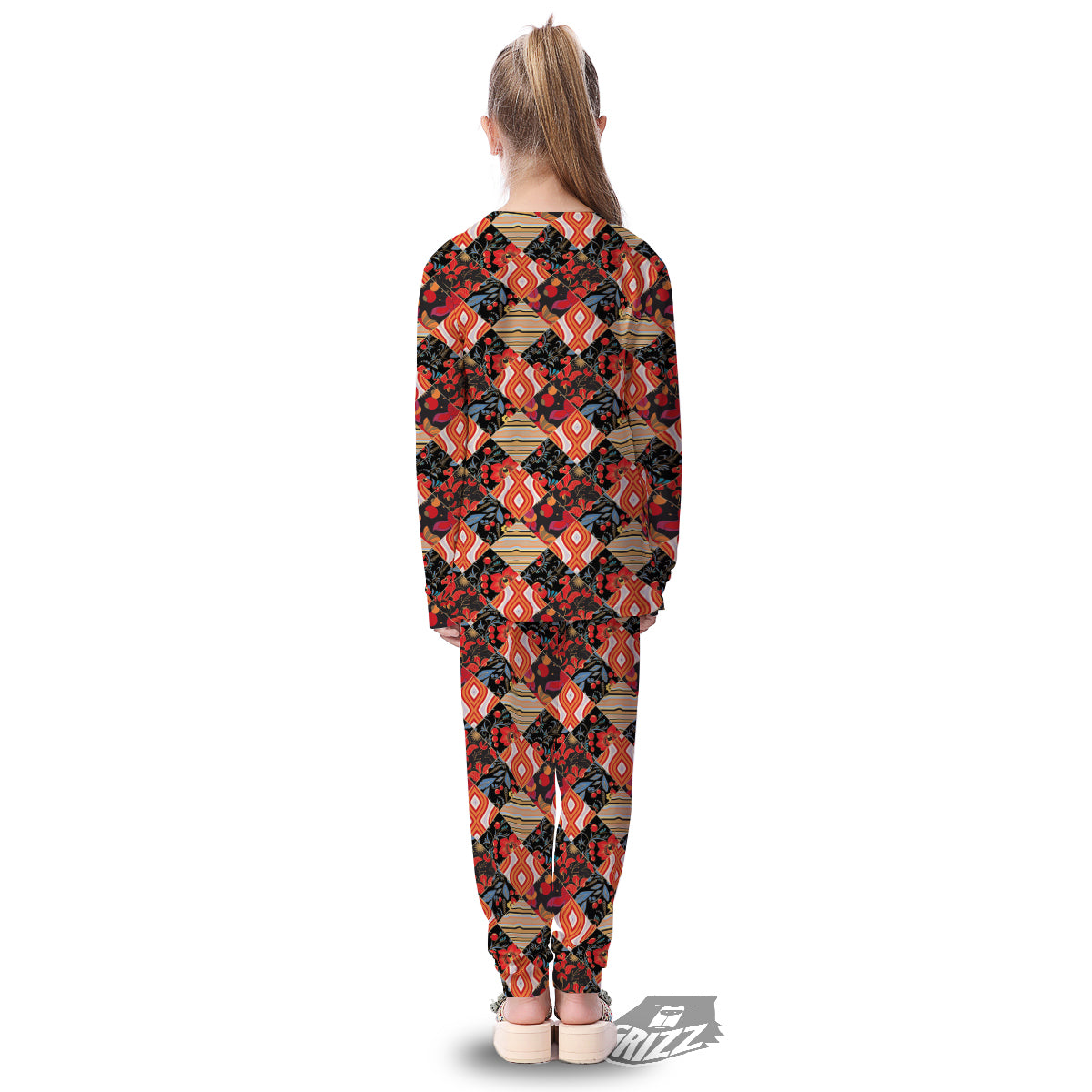 Floral Indian Patchwork Print Pattern Kid's Pajamas-grizzshop
