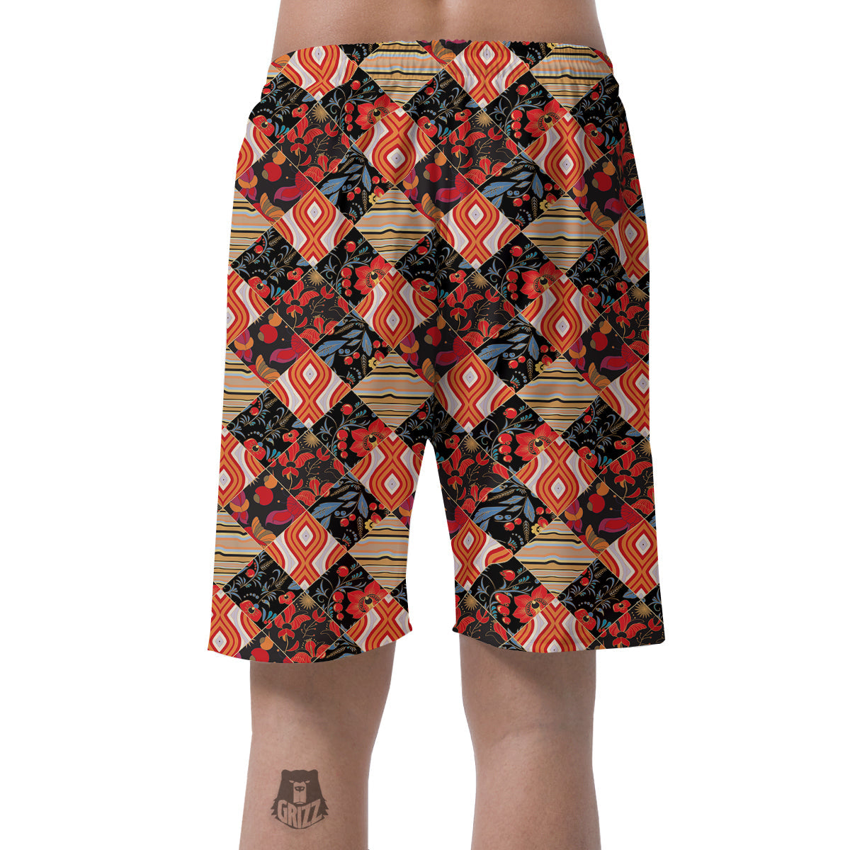 Floral Indian Patchwork Print Pattern Men's Shorts-grizzshop