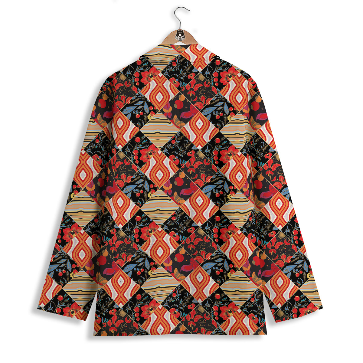 Floral Indian Patchwork Print Pattern Women's Blazer-grizzshop