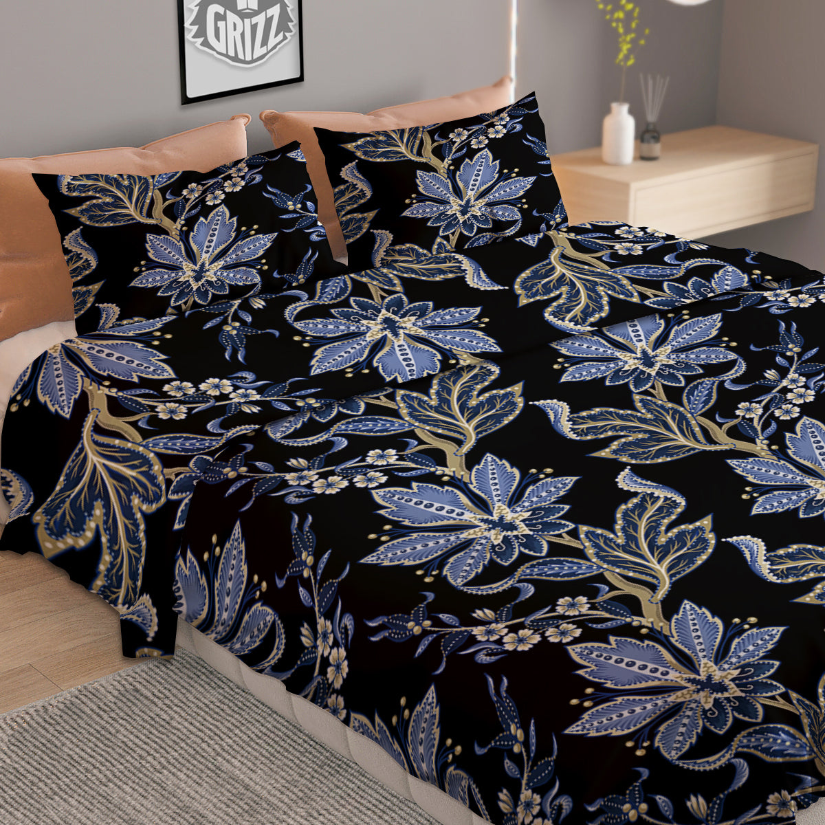 Floral Indian Vintage Print Pattern Duvet Cover Bedding Set