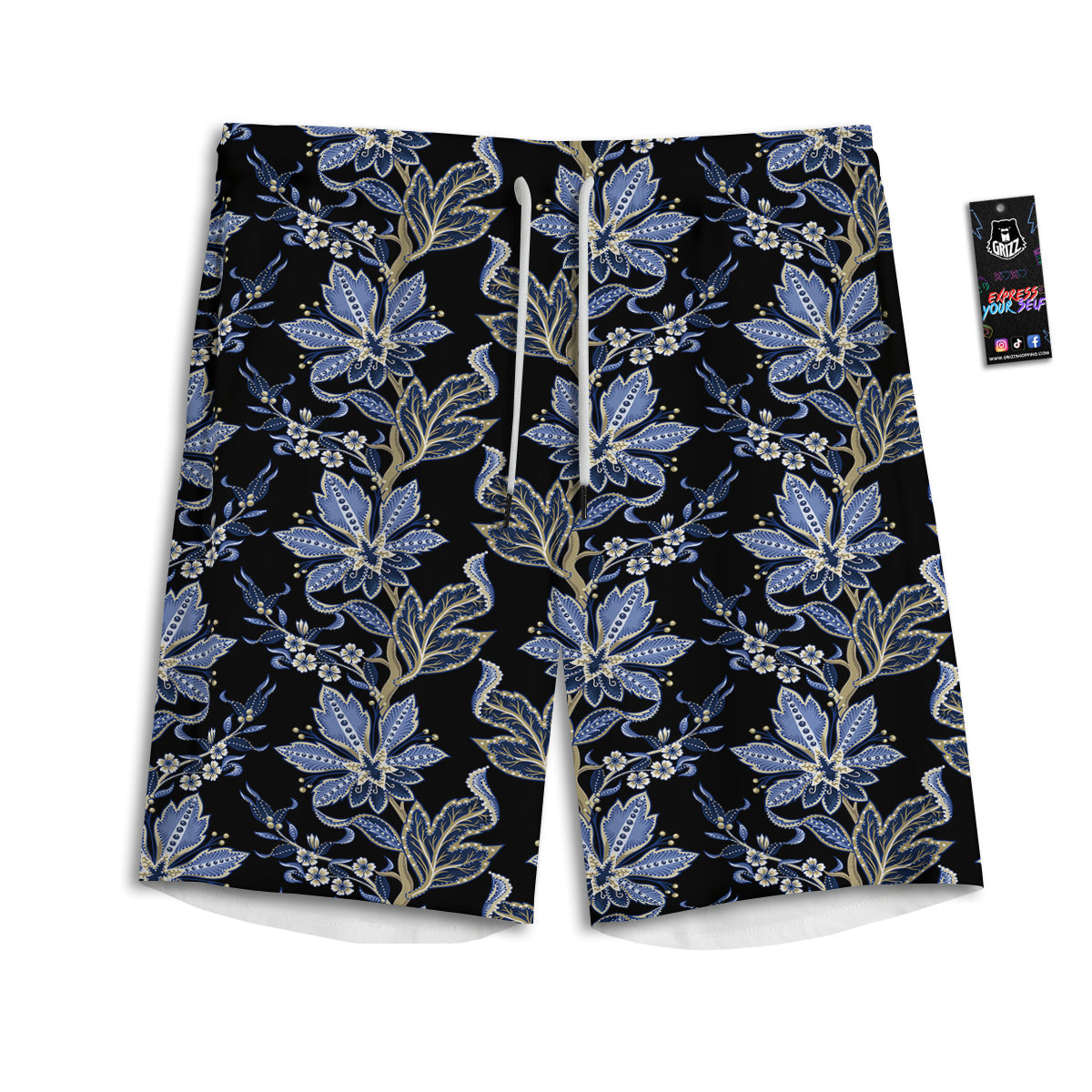 Floral Indian Vintage Print Pattern Men's Athletic Shorts