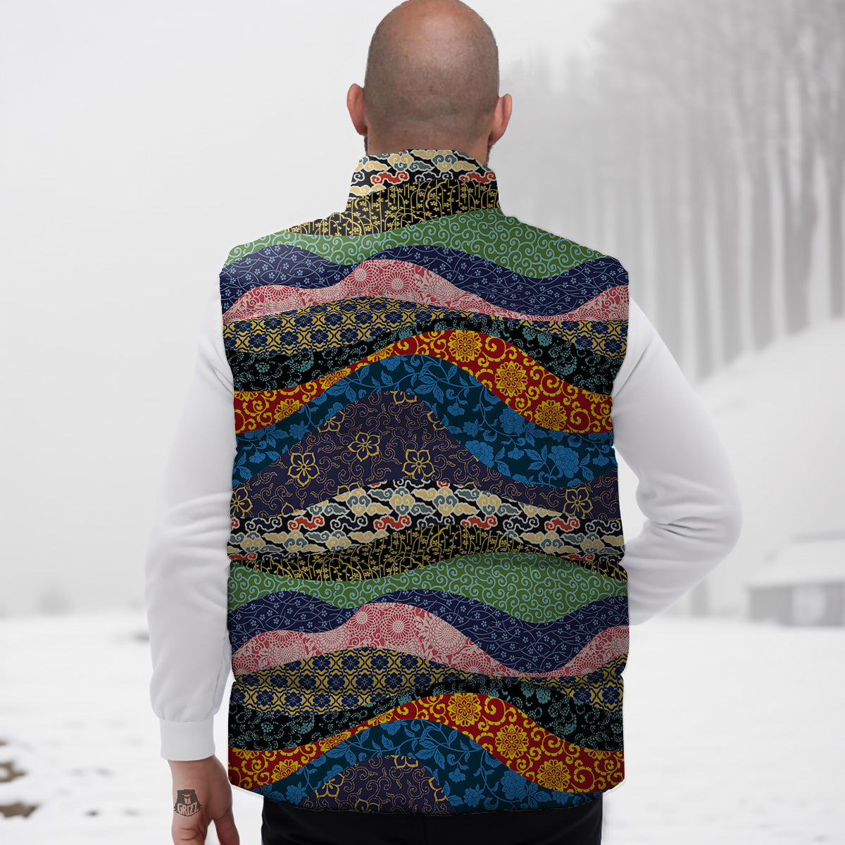 Floral Kitten Cat Pattern Print Down Vest-grizzshop