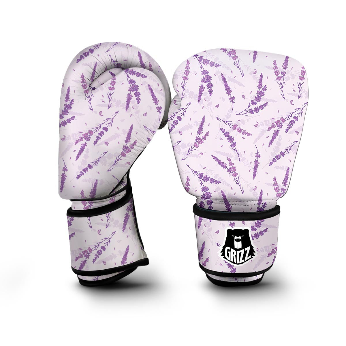 Floral Lavender Pattern Print Boxing Gloves-grizzshop