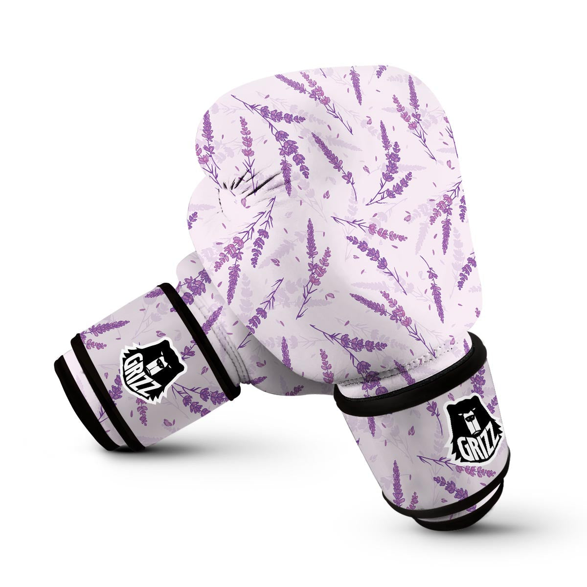 Floral Lavender Pattern Print Boxing Gloves-grizzshop