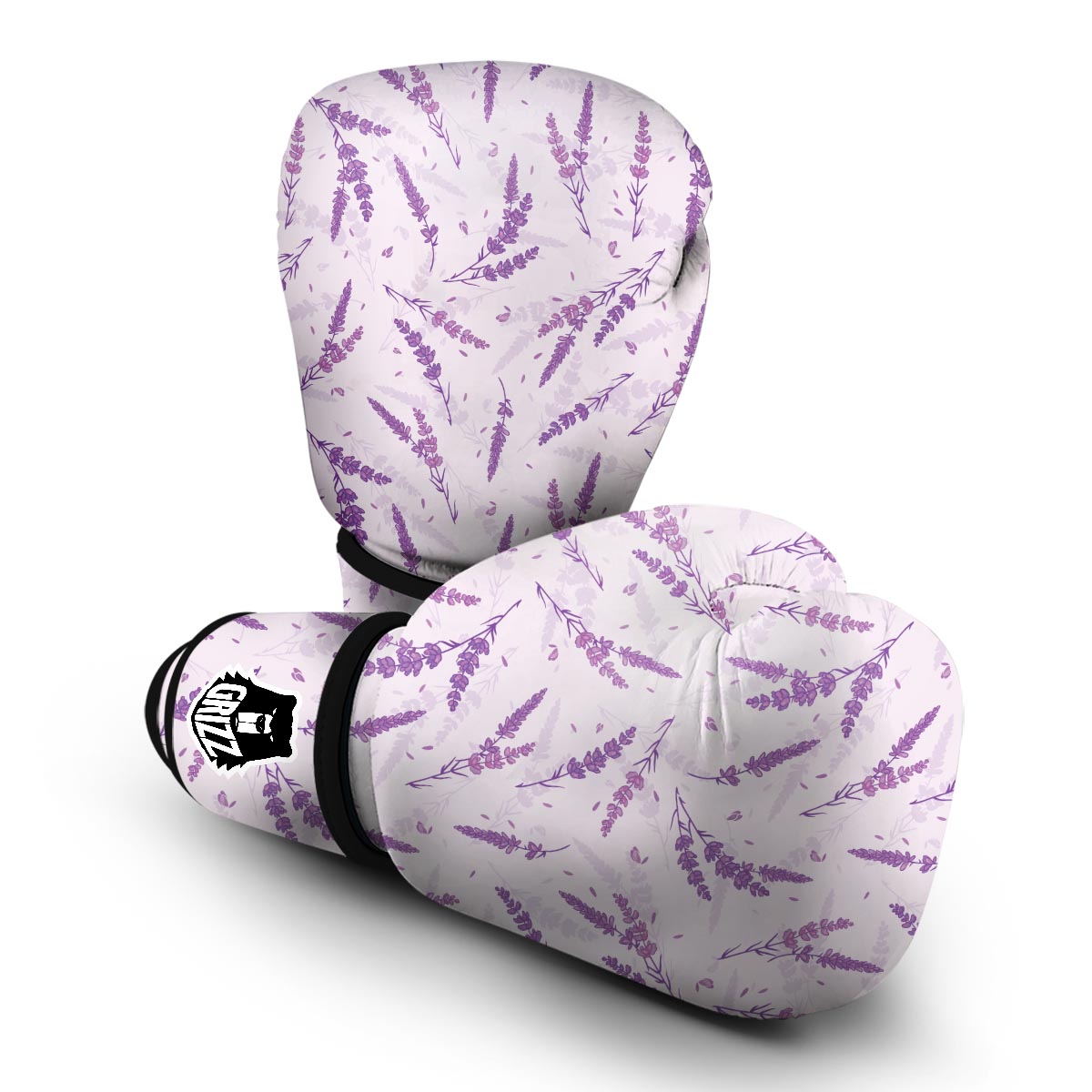 Floral Lavender Pattern Print Boxing Gloves-grizzshop