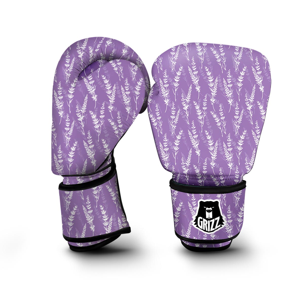 Floral Lavender Print Pattern Boxing Gloves-grizzshop