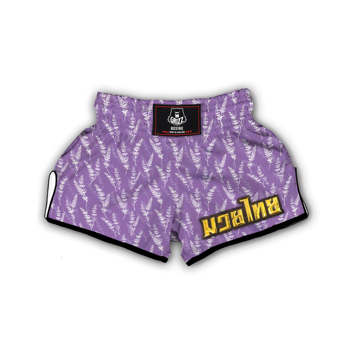 Floral Lavender Print Pattern Muay Thai Boxing Shorts-grizzshop