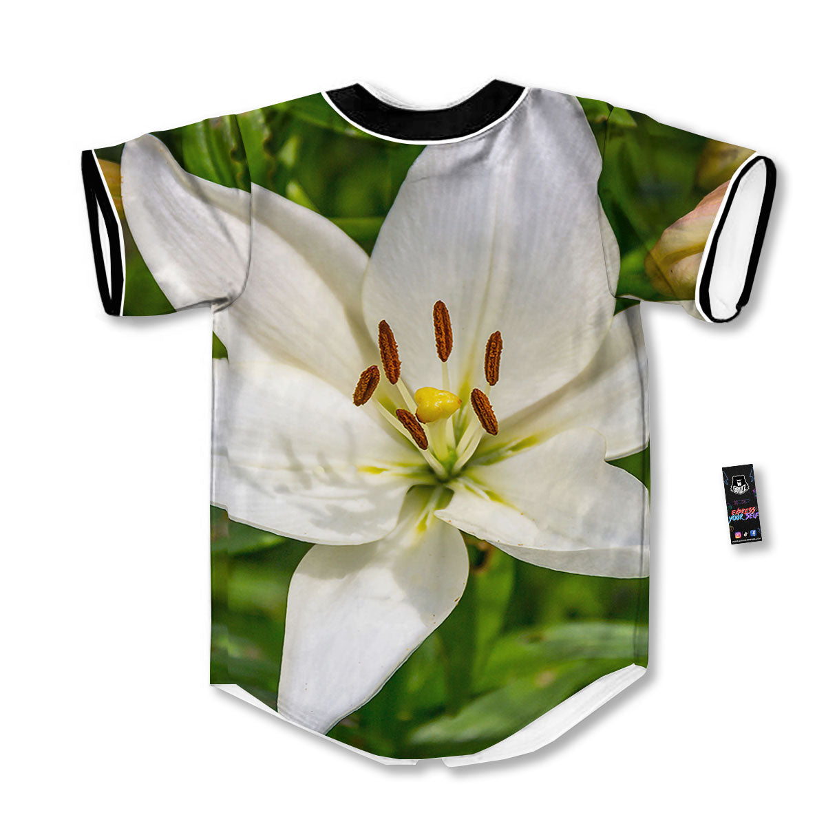 Floral Lily Print Baseball Jersey-grizzshop