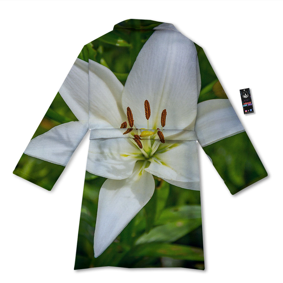 Floral Lily Print Bathrobe-grizzshop