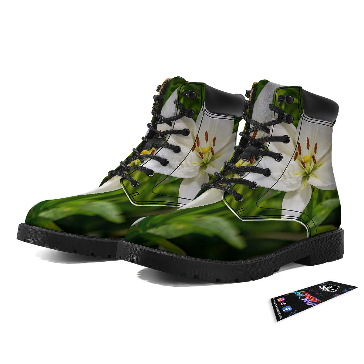 Floral Lily Print Boots-grizzshop