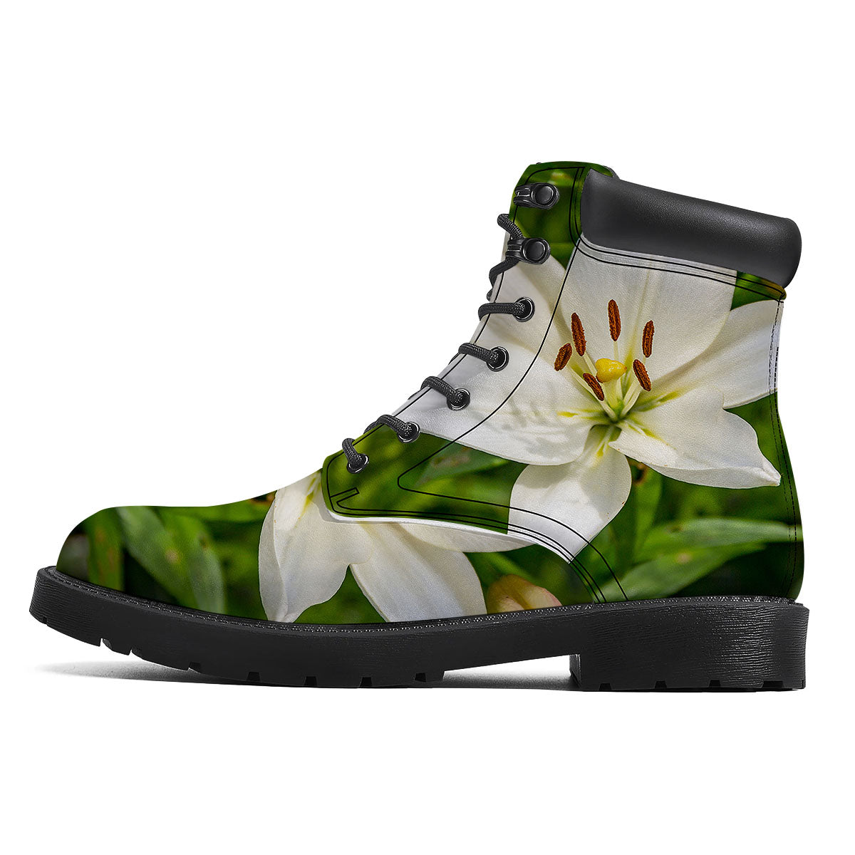 Floral Lily Print Boots-grizzshop
