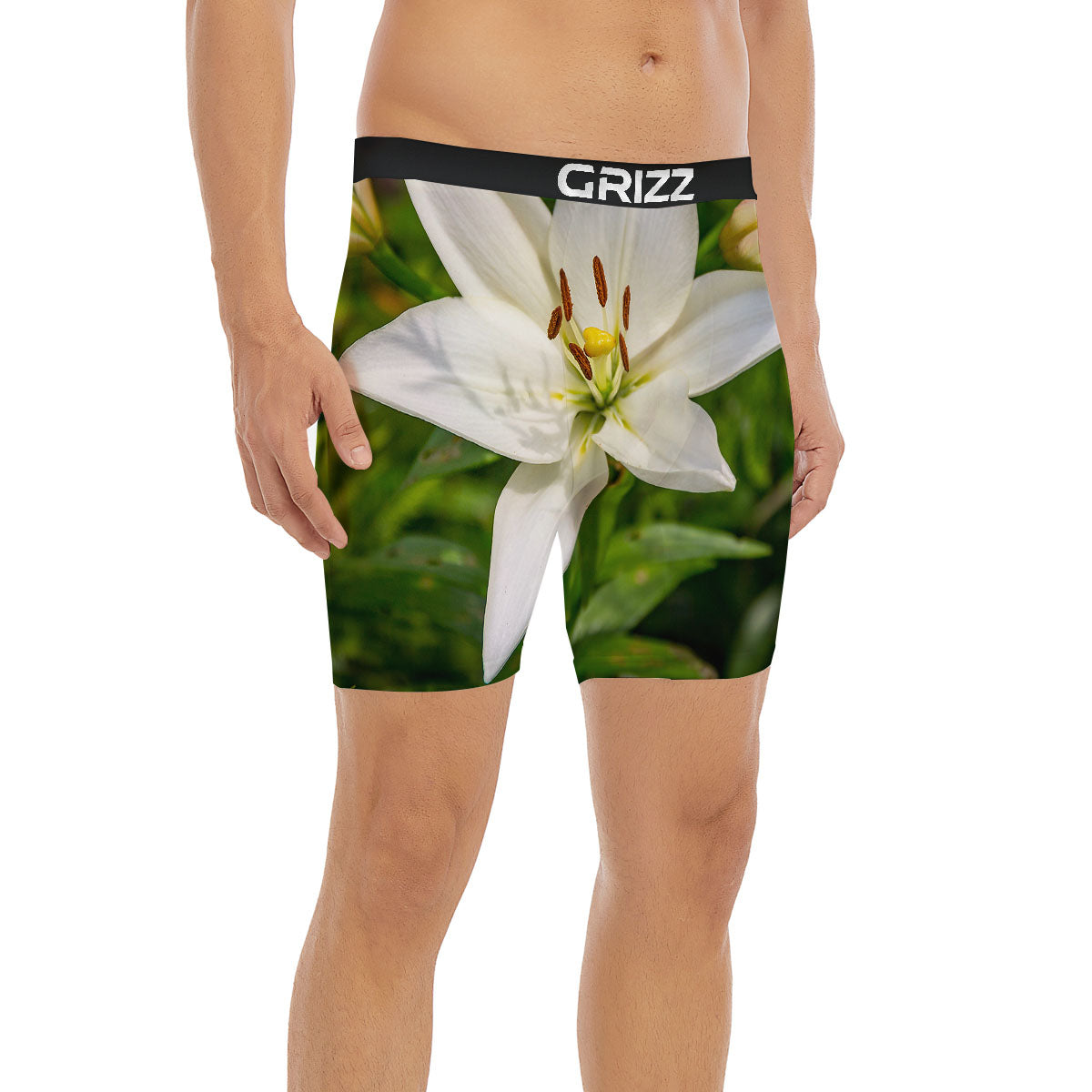 Floral Lily Print Boxer Briefs-grizzshop
