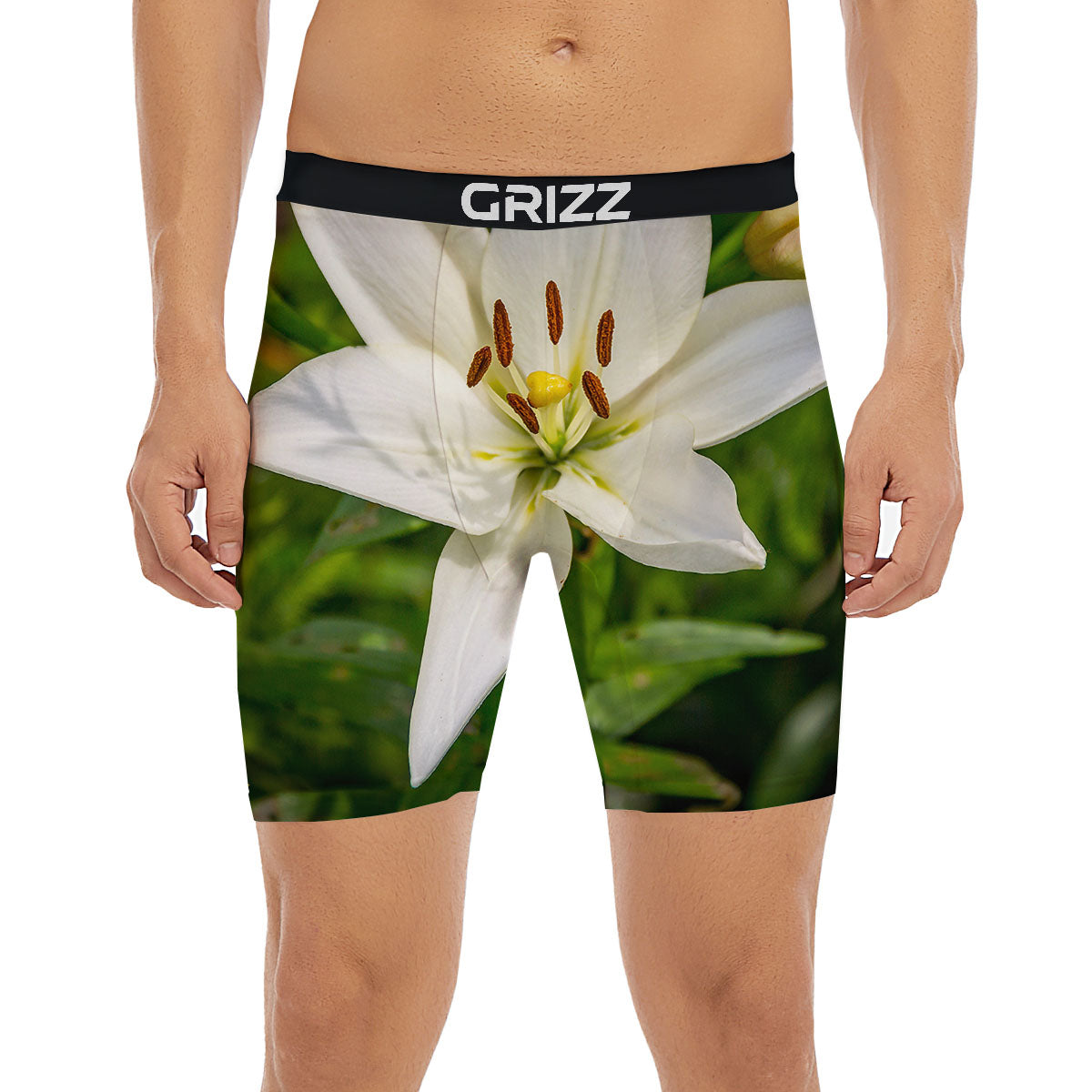 Floral Lily Print Boxer Briefs-grizzshop