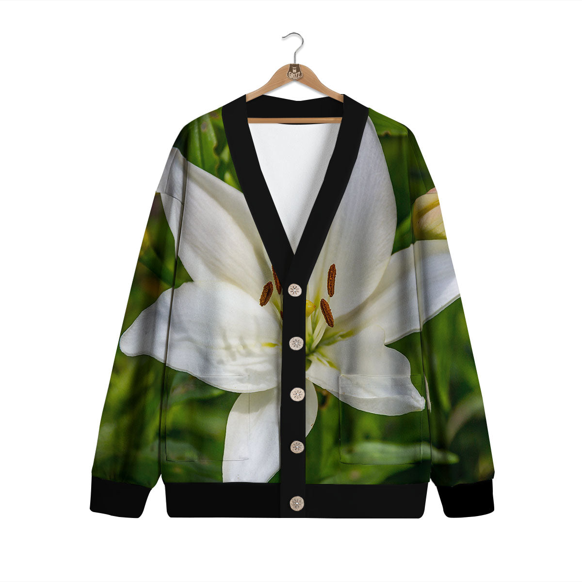 Floral Lily Print Cardigan-grizzshop