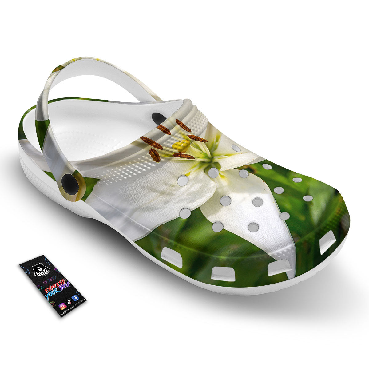 Floral Lily Print Clog-grizzshop