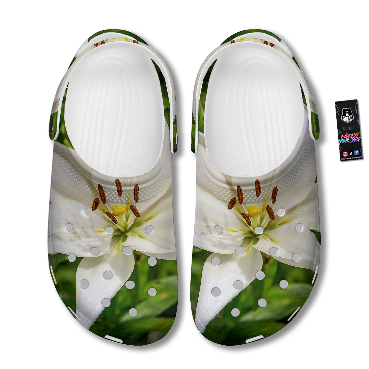 Floral Lily Print Clog-grizzshop