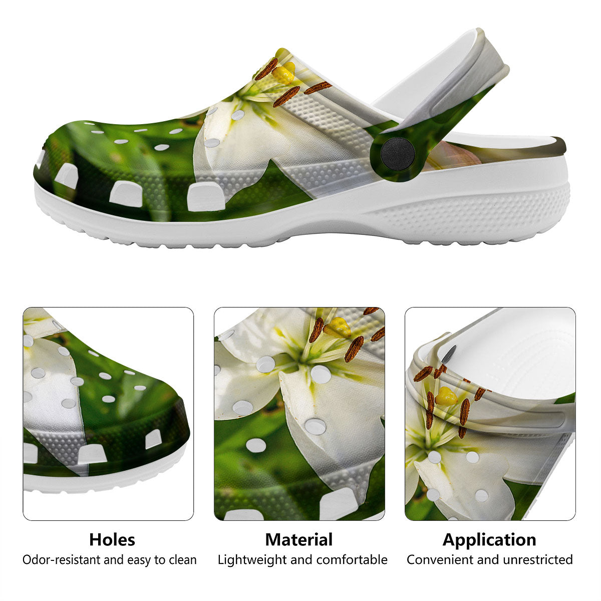 Floral Lily Print Clog-grizzshop