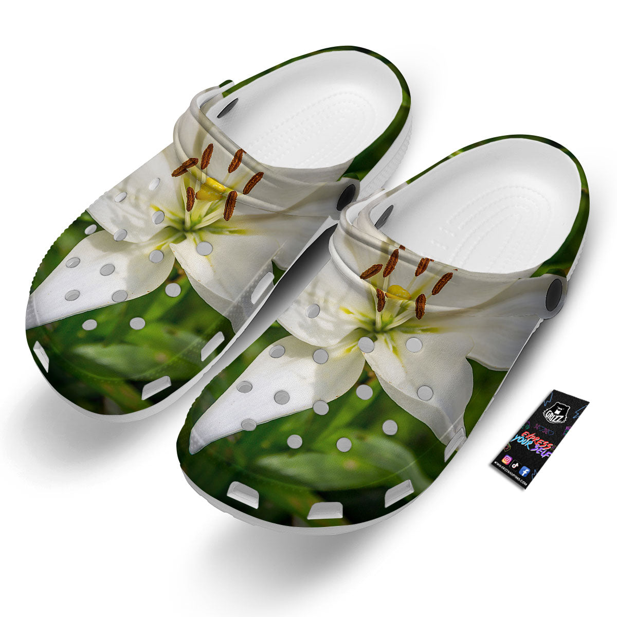 Floral Lily Print Clog-grizzshop
