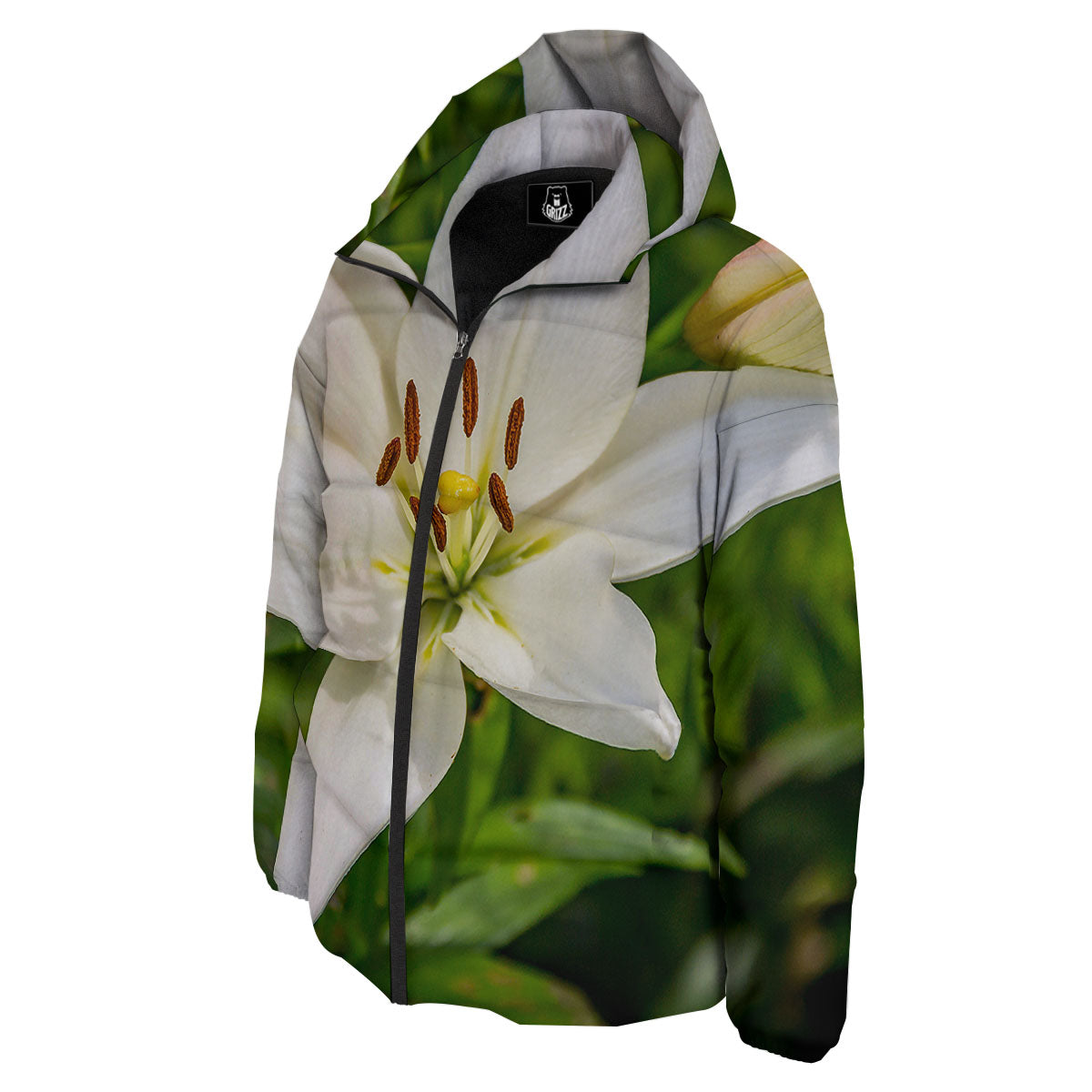Floral Lily Print Down Jacket-grizzshop