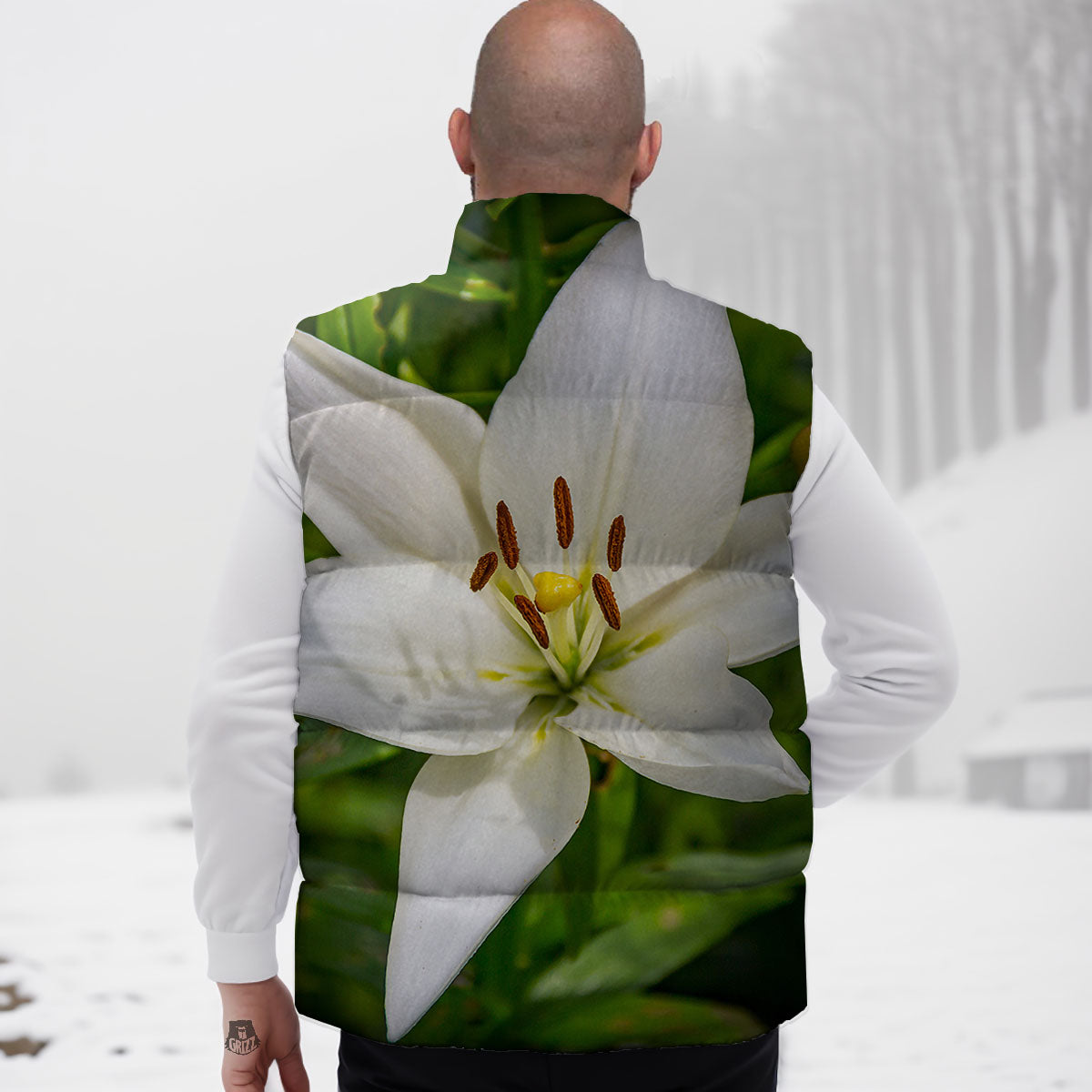 Floral Lily Print Down Vest