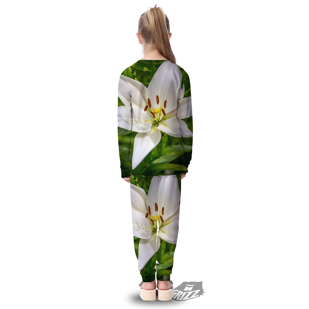 Floral Lily Print Kid's Pajamas-grizzshop